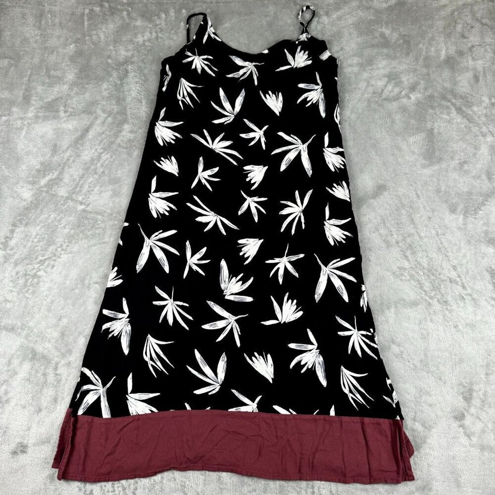 O’Neill Dress Womens Large Black Floral 100% Viscose Strappy Sundress Adjustable